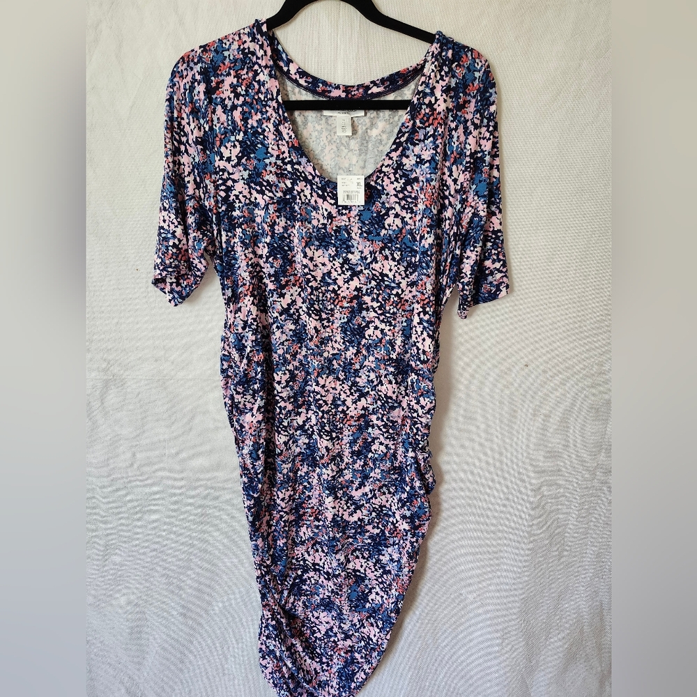 Motherhood Maternity Ruched Sides Bodycon Midi Dress Size XL - Picture 3 of 6